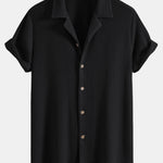 Waffle Textured Cuban Shirt & Straight Leg Linen Pants