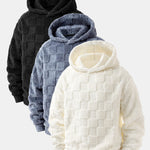 3 Pieces Relax Fit Checkerboard Teddy Hoodie