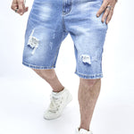 Ripped straight jeans - shorts