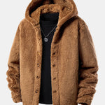 Teddy Fleece Button Up Hooded Coat