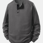 Long Sleeve Arc Hem Waffle Henley Shirt