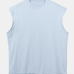 Relax Fit Solid Cotton Drop Shoulder Sleeveless T-Shirt