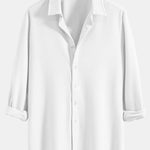 Long Sleeve Muscle Fit Ribbed Button Up Shirt