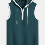 Contrast Waffle Half Open Hooded Vest