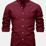 Cowboy Embroidery Cotton Oxford Button Up Shirt