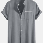 Contrast Pocket Stand Collar Shirt