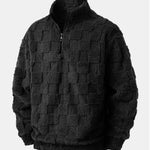 Chessboard Jacquard Teddy Quarter Zip Sweatshirt