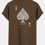 Ace Of Spades Print Cotton Arc Hem T-Shirt