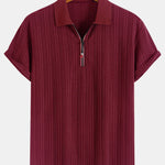 Textured Zipper Polo