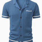 Contrast Trim Open Knit Shirt