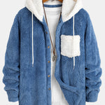Contrast Teddy Hooded Shirt