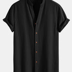 Crinkled Textured V Neck Shirt & Straight Leg Linen Pants