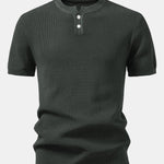 Waffle Textured Knitted Henley Shirt