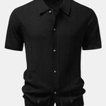 Textured Jacquard Button Up Knit Shirt