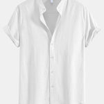 Stand Collar Linen Shirt