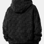 Checkerboard Teddy Zip Up Hoodie