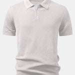Textured Crochet Knitted Polo Shirt