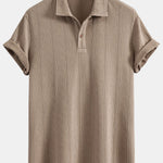 Rhombus Geometric Texture Knit Polo Shirt