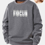 Focus Print Teddy Fleece Lined Sweatshirt
