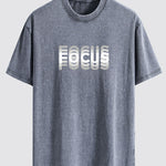 Focus Slogan Print Relax Fit Washed Distressed T-Shirt