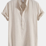 Half Open Collar Linen Shirt