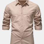 Long Sleeve Linen Cotton Blend Shirt With Pocket