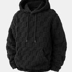 Relax Fit Checkerboard Kangaroo Pocket Teddy Hoodie & Jogger Pants