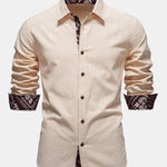 Contrast Paisley Print Linen Look Shirt