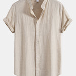 Stand Collar Linen Shirt