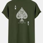 Ace Of Spades Print Cotton Arc Hem T-Shirt
