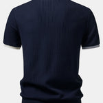 Contrast Knit Waffle Johnny Collar Polo