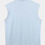 Relax Fit Solid Cotton Drop Shoulder Sleeveless T-Shirt