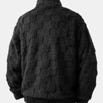 Chessboard Jacquard Teddy Quarter Zip Sweatshirt