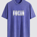 Focus Slogan Print Relax Fit Washed Distressed T-Shirt