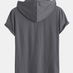 Short Sleeve Henley Hooded T-Shirt