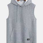 Waffle Sleeveless Hooded T-Shirt With Kangaroo Pocket & Shorts