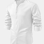 Long Sleeve Muscle Fit Ribbed Stand Collar Shirt