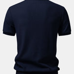 Waffle Johnny Collar Polo With Pocket & Drawstring Knitted Waffle Shorts
