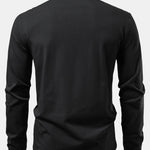 Solid Long Sleeve Cotton Polo Shirt