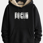 Focus Print Teddy Lined Hoodie