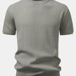 3 Pieces Ribbed Crew Neck Knit T-Shirt