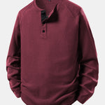 Long Sleeve Arc Hem Waffle Henley Shirt