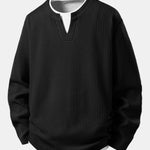 Relax Fit Waffle 2 In 1 Notched Collar T-Shirt