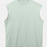 Relax Fit Solid Cotton Drop Shoulder Sleeveless T-Shirt