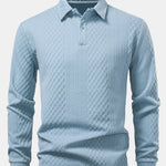 Long Sleeve Geometric Jacquard Polo Shirt