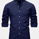 Cowboy Embroidery Cotton Oxford Button Up Shirt