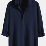 Long Sleeve Muscle Fit Ribbed Button Up Shirt
