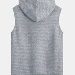 Waffle Sleeveless Hooded T-Shirt With Kangaroo Pocket & Shorts