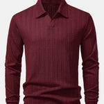 Long Sleeve Wheat Ear Jacquard Polo Shirt