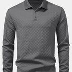 Long Sleeve Wave Jacquard Polo Shirt